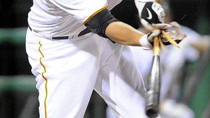 Freddy Sanchez's bat breaks as he pops out last night in the Pirates' rain-delayed victory vs. Colorado.