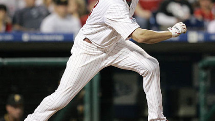 Phillies outfielder Jayson Werth follows through during the sixth inning of last night's game.