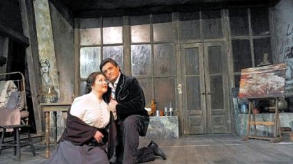 Pamela Armstrong, as Mimi, and Frank Lopardo, as Rodolfo, rehearse for the Pittsburgh Opera's production of "La Boheme."