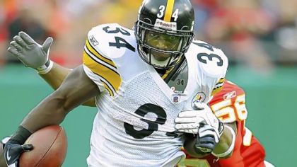 Steelers running back Rashard Mendenhall accounted for 116 yards combined rushing and receiving yesterday.