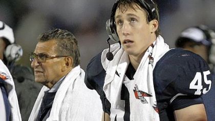 Penn State coach Joe Paterno, left, announced linebacker Sean Lee, right, will be sidelined for Saturday's game against Eastern Illinois due to a knee injury.