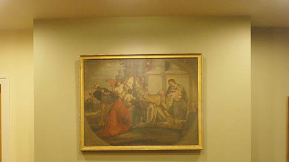 The Living room and its fireplace.