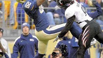 Receiver Jonathan Baldwin was one of the many offensive stars for Pitt with six receptions for 113 yards, including two touchdown catches in the second quarter as the Panthers built a 31-10 lead before Cincinnati began its comeback.