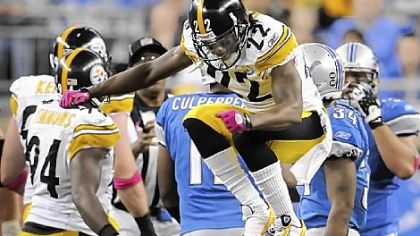 William Gay does his best impersonation of former teammate Larry Foote after sacking Lions quarterback Daunte Culpepper in the fourth quarter.