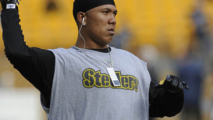 Hines Ward warms up prior to the Sunday's game against the Bengals at Heinz Field.