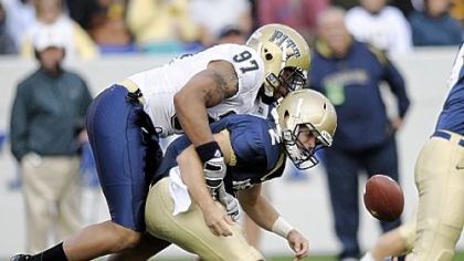Pitt junior defensive end Jabaal Sheard,(97), almost certainly will play in the NFL, perhaps next season.