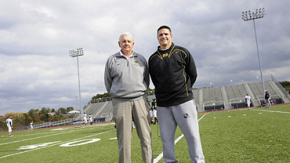 North Allegheny assistant coach Art Walker, with his son, head coach Art Walker.