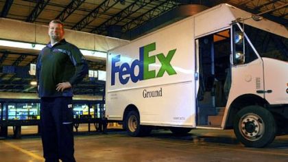 John Dionise, who drives for FedEx Home, at the company' North Side terminal.