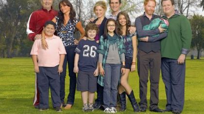 Ed O'Neill, left, Rico Rodriguez, Sofia Vergara, Nolan Gould, Julie Bowen, Ariel Winter, Ty Burrell, Sarah Hyland, Jesse Tyler Ferguson and Eric Stonestreet make up ABC's "Modern Family"