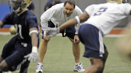 Pitt's defensive coordinator Phil Bennett on the first day of spring football practice.