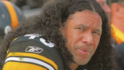 Troy Polamalu reinjured his left knee in the first quarter Sunday.