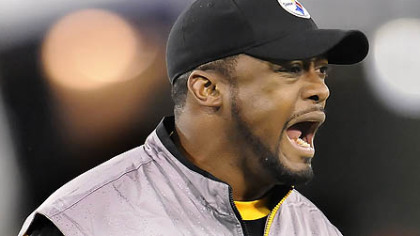 Steelers head coach Mike Tomlin argues pass interference call during last night's 20-17 loss at M&T Bank Stadium in Baltimore.