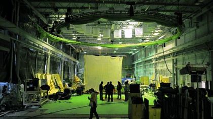 A ring holding the suspended "green screen" was used to film car scenes in the production of "The Next Three Days" in Monroeville.