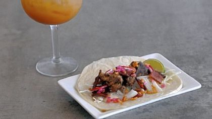 Peach Margarita and a Chicken Liver Taco at Yo Rita on the South Side.