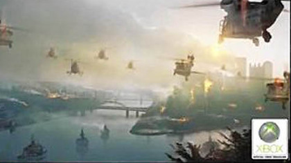 This screenshot of what seems to be Pittsburgh under attack appeared on The OXM Report, a biweekly video game show on the Xbox console.