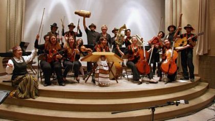 The Carpathian Ensemble specializes in music of Eastern Europe. The instruments include some sopilkas (flutes), the tapan and dombek (drums), a bouzouki and a tsymbaly (hammered dulcimer).