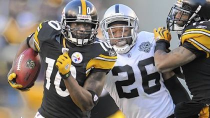 Receiver Santonio Holmes needs 13 yards receiving tonight to go over 1,000 for the season.
