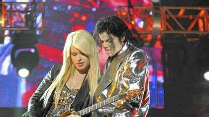 Michael Jackson and Orianthi tear up the screen in "This Is It."