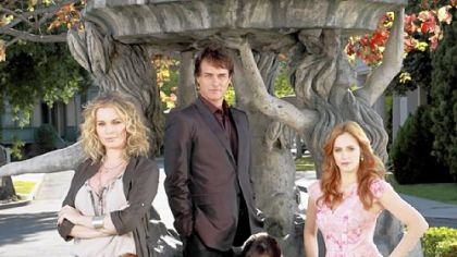 Cavorting in "Eastwick" are, from left, Rebecca Romijn, Paul Gross, Lindsay Price and Jamie Ray Newman.