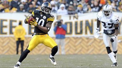 Santonio Holmes has 3,667 receiving yards in four seasons with the Steelers.