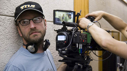 Director Steven Soderbergh sets up his next shot on the set of the offbeat comedy "The Informant!"