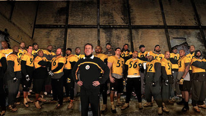 The photos of the Steelers defense and defensive coordinator Dick LeBeau were taken and compiled by Post-Gazette photographer Peter Diana. For a look behind the making of the portrait, view the video by the PG's Steve Mellon.